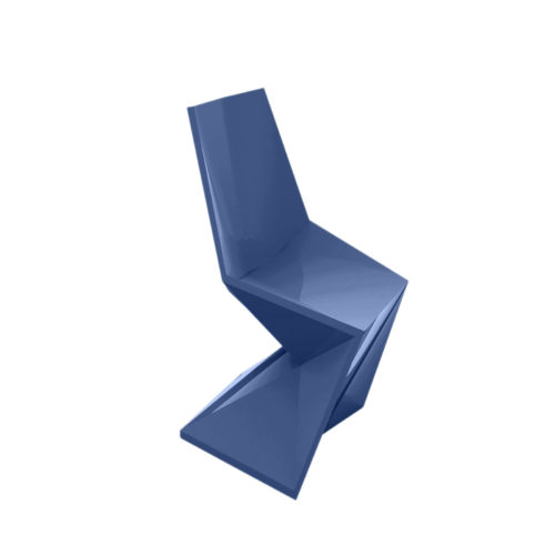 The Vertex dining chair by Vondom in blue.