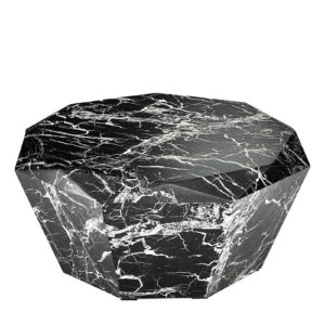 Designer Coffee Table Diamond by Eichholtz in black faux marble with white swirls and veins