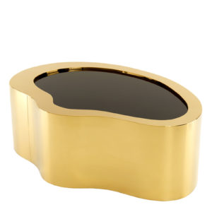 Luxurious Coffee Table Gibbons on gold finish with black glass table-top