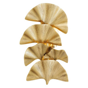 Wall Lamp Olivier by Eichholtz features 5 polished brass palm leaves