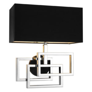 Wall Lamp Windolf by Eichholtz in polished brass or nickel finish including black shade