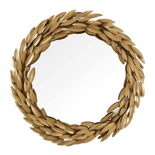 Round luxurious gold leaf Mirror Bonheur by Eichholtz