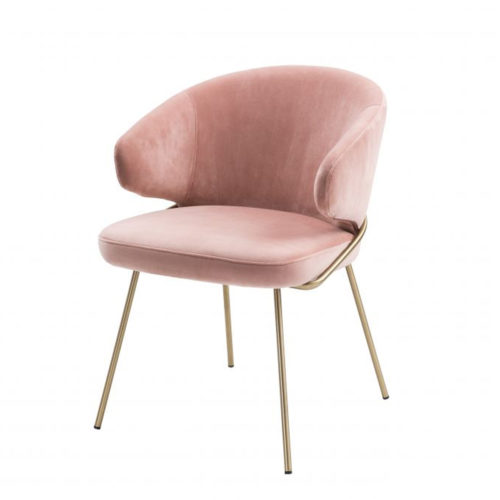 Luxurious Dining Chair Kinley by Eichholtz in savona dark grey or savona nude velvet finish with brass finish legs