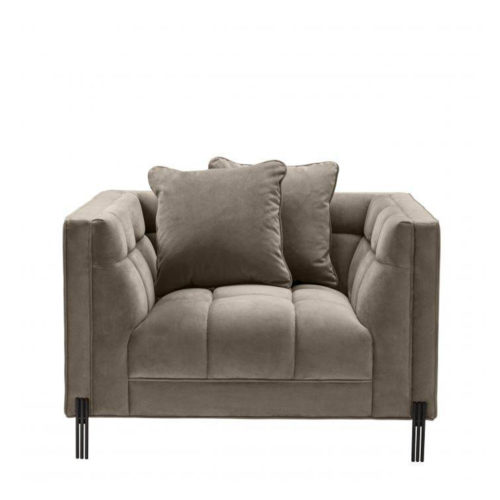 Front view of the Sienna Chair by Eichholtz in light grey.