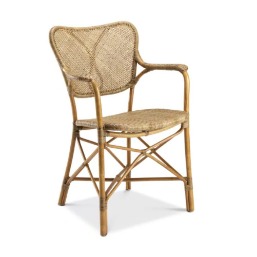 Dining Chair Colony with arms in a rattan honey finish and stem patterned frame