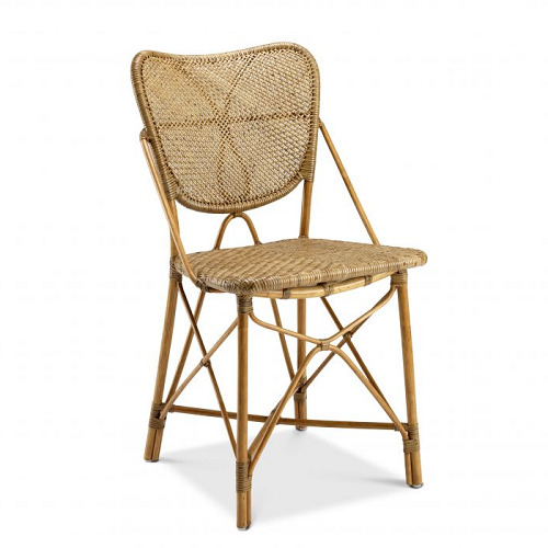 Dining Chair Colony with a rattan honey finish and stem patterned frame