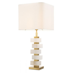 Table Lamp Amber by Eichholtz in antique brass finish with alabaster with white lampshade