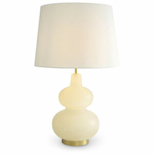 Table Lamp Cavo by Eichholtz with alabaster body and antique brass base with white lampshade
