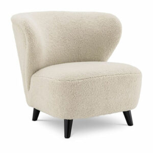 Designer Occasional Chair Hydra by Eichholtz in bouclè cream, brisbane cream or mademoiselle beige upholstery with black legs