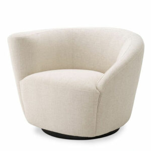 Designer Occasional Chair Colin Left by Eichholtz in pausa natural, cambon black or mademoiselle beige upholstery with a black swivel base