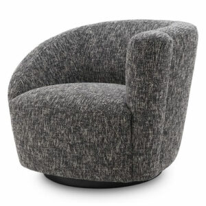 Designer Occasional Chair Colin Right by Eichholtz in pausa natural, cambon black or mademoiselle beige upholstery with a black swivel base