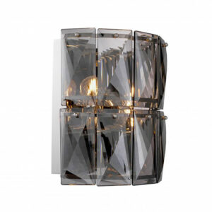 Wall Lamp Amazone by Eichholtz in nickel finish with rectangular crystal or smoke crystal glass plates