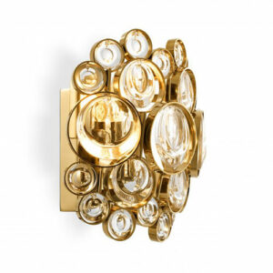 Wall Lamp Avant by Eichholtz features round pieces of glass in gold finished frames