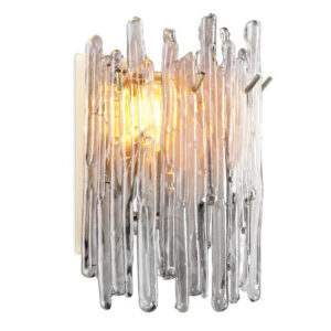 Wall Lamp Saint Roch Single by Eichholtz in light brushed brass finish with smoked glass icicles