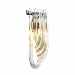 Wall Lamp Greco by Eichholtz in nickel finish features long sculptural clear glass drops