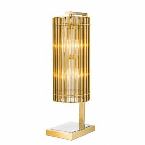Table Lamp Pimlico by Eichholtz in gold/nickel with champagne coloured glass or nickel finish with smoke coloured glass rods