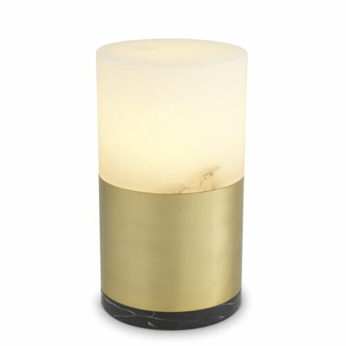 Table Lamp McLean by Eichholtz in antique brass finish with alabaster and black marble base - Dia15cm