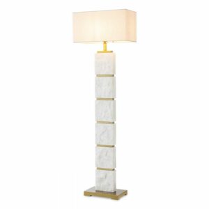 Floor Lamp Newton by Eichholtz antique brass finish with white marble including shade