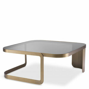 Designer Coffee Table Numa by Eichholtz in brushed brass finish with smoke glass table-top