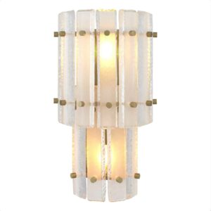 Semi-circular Wall Lamp Blason DOuble by Eichholtz in antique brass finish with alabaster or frosted glass plates