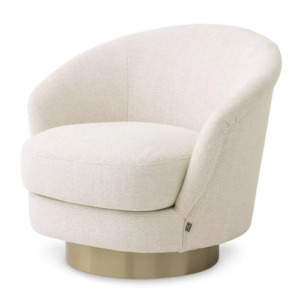 Designer Occasional Chair Cervo by Eichholtz with brushed brass finish swivel base