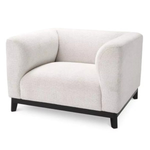 Designer Occasional Chair Corso by Eichholtz in lyssa off-white fabric with a black finish base