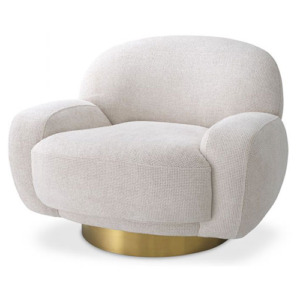 Occasional Designer Chair Udine by Eichholtz with a brushed brass finish swivel base