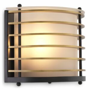 Wall Lamp Logan by Eichholtz antique brass finish with frosted glass semi-circular lamp