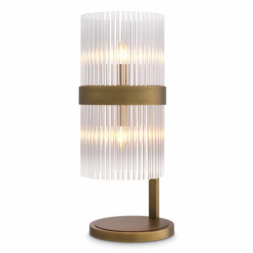 Table Lamp Carnero by Eichholtz in antique brass finish with clear glass rods