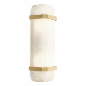 Wall Lamp Pandora by Eichholtz in antique brass finish with alabaster shade and chamfered corners