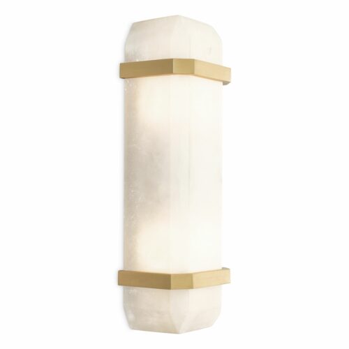 Wall Lamp Pandora by Eichholtz in antique brass finish with alabaster shade and chamfered corners