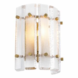 Semi-circular Wall Lamp Blason Single by Eichholtz in antique brass finish with frosted glass plates
