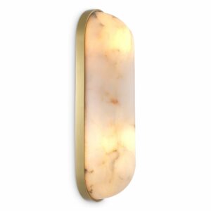 Oblong shaped Wall Lamp Sumo by Eichholtz in antique brass finish with alabaster shade