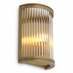 Wall Lamp Alice by Eichholtz in antique brass finish with clear glass rods
