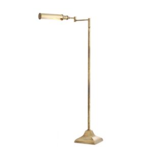 Floor Lamp Kingston by Eichholtz in vintage brass finish with swing arm and rotatable shade