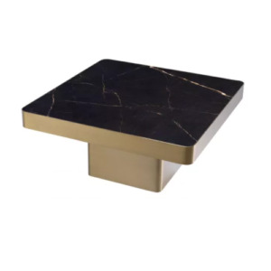 Designer Luxus Coffee Table by Eichholtz in brushed brass finish with ceramic marble look table-top