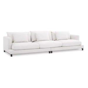 Designer luxurious Sofa Burbury by Eichholtz in avalon white upholstery finish with black feet