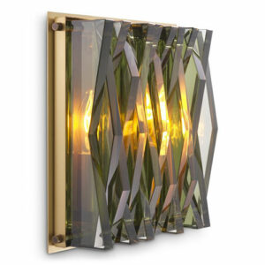 Wall Lamp Nuvola S by Eichholtz in antique brass finish with green glass or bronze highlight finish with smoke glass