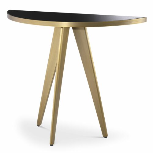 Designer Console Table Aston by Eichholtz in brushed brass finish with black glass