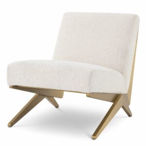 Designer Occasional Chair Fico by Eichholtz in bouclè cream and a brushed brass finish