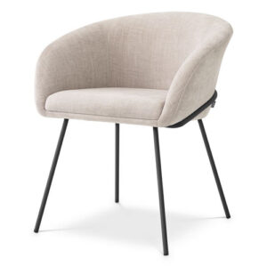 Luxurious Dining Chair Campus by Eichholtz available in savona greige velvet, sisley beige and sisley grey, Features black finished legs