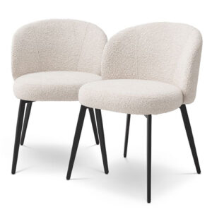 Luxurious Lloyd Dining Chair (set) available in various fabric colour options, Features tapered black legs finish