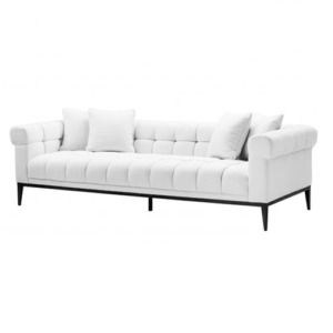 Designer luxurious Sofa Aurelio by Eichholtz available in avalon white or savona sea green velvet finish with gunmetal base.
