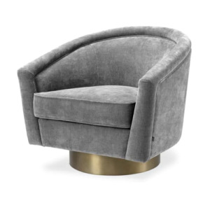 Designer Occasional Chair Catene by Eichholtz with a round matte gold finish swivel base