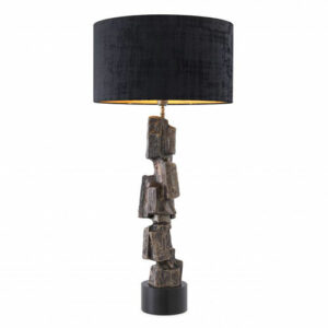 Table Lamp Noto by Eichholtz in vintage brass finish with granite base and illusion black lampshade