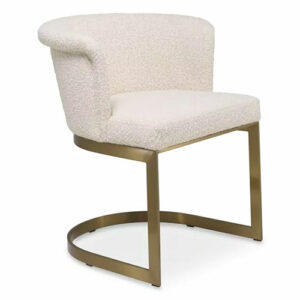 Luxurious Bofinger Dining Chair by Eichholtz in boucle cream finish with brushed brass frame