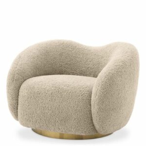 Occasional Designer Chair Diego by Eichholtz with a brushed brass finish swivel base