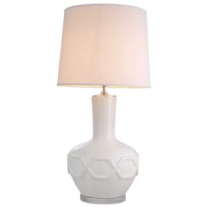 Table Lamp Lambert by Eichholtz white crackle finish crystal glass bass with off-white lampshade