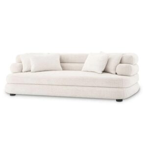 Designer luxurious Sofa Malaga S by Eichholtz in lyssa off-white with black feet and includes 4 scatter cushions for extra comfort