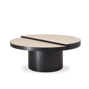 Designer Coffee Table Excelsior by Eichholtz in bronze finish with travertine table-top
